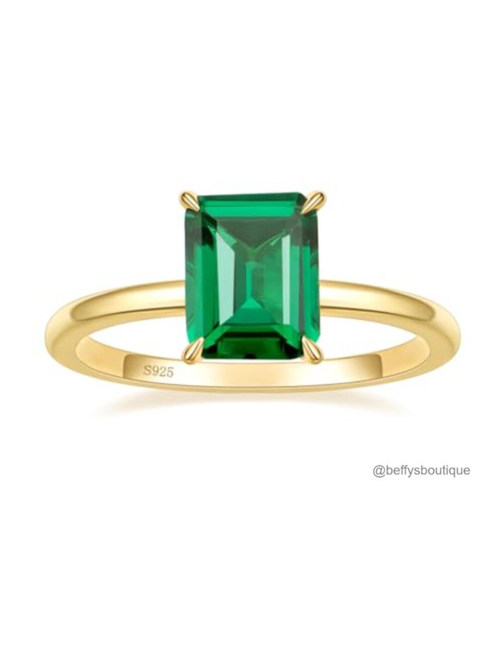 SHINYSO 3CT Created Green Emerald Sterling Silver Wedding Band Ring